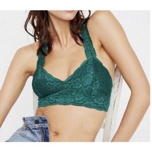 Free People Galloon Lace Racerback Bra Green Bralette Size S Small Boho